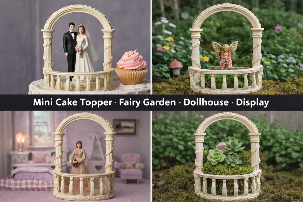 Wedding Cake Topper Arch Stand Fairy Garden Balcony Miniature Display Decor